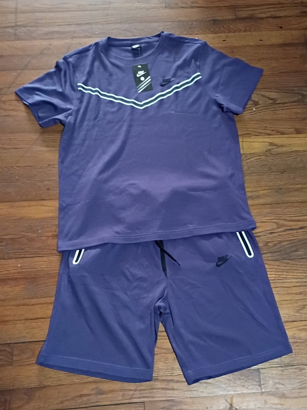Nike Purple Short Sleeve Pajama Set with White Chevron Accents